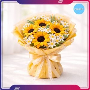 Bó hoa hướng dương kẽm nhung